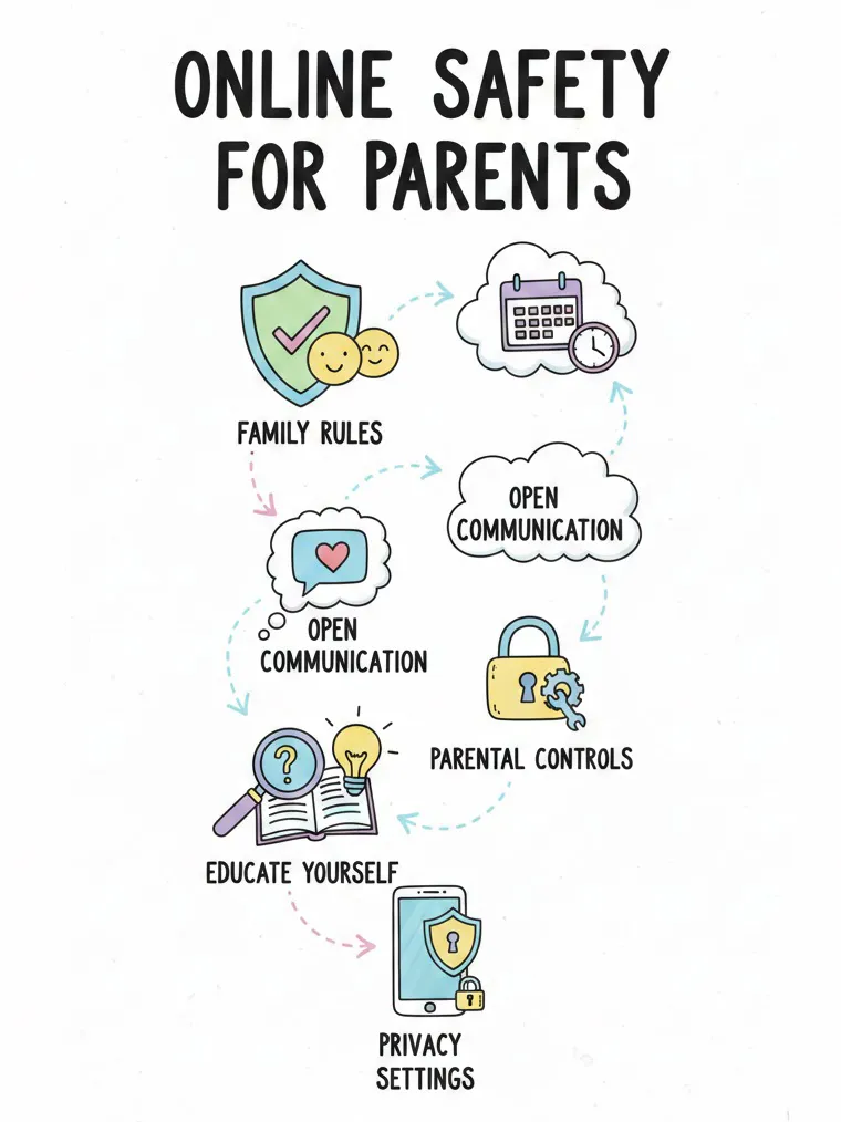 Parents reviewing online safety together